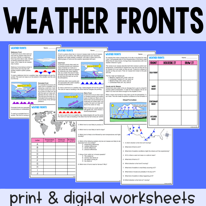 Air pressure and fronts practice answer key