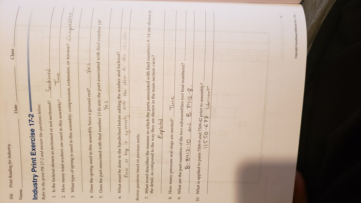 Print reading for industry answer key