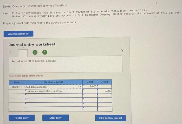 Method direct write dexter lo p1 exercise off uses company solved transcribed text show