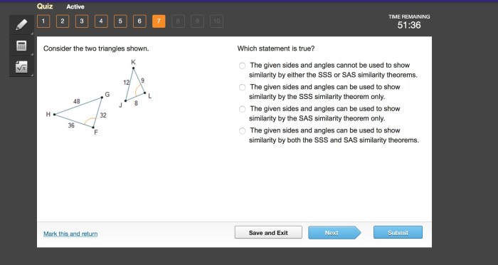 Consider the two triangles shown. which statement is true