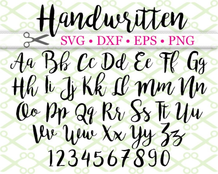 A typeface with characteristics of handwriting